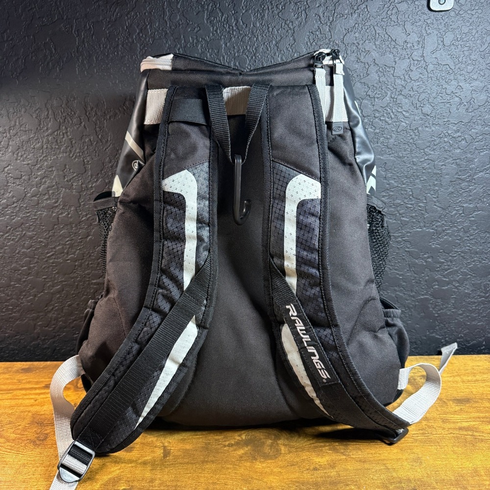 Rawlings R500 Black Grey Ripstop Polyester Baseball Softball Backpack OS - Picture 3 of 5